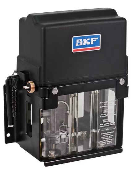 Black SKF industrial control unit with transparent front section